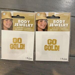 Party Perfect Team Spirit Go Gold  Glitter Body Jewelry 2 Pac k